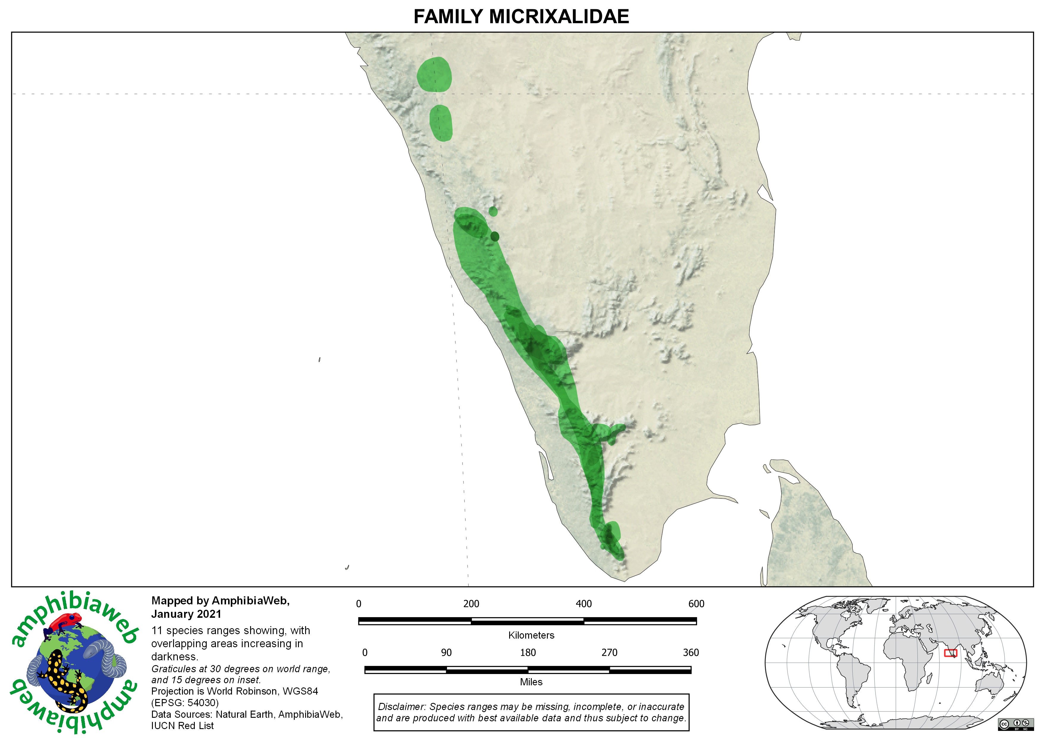 Micrixalidae Richness map