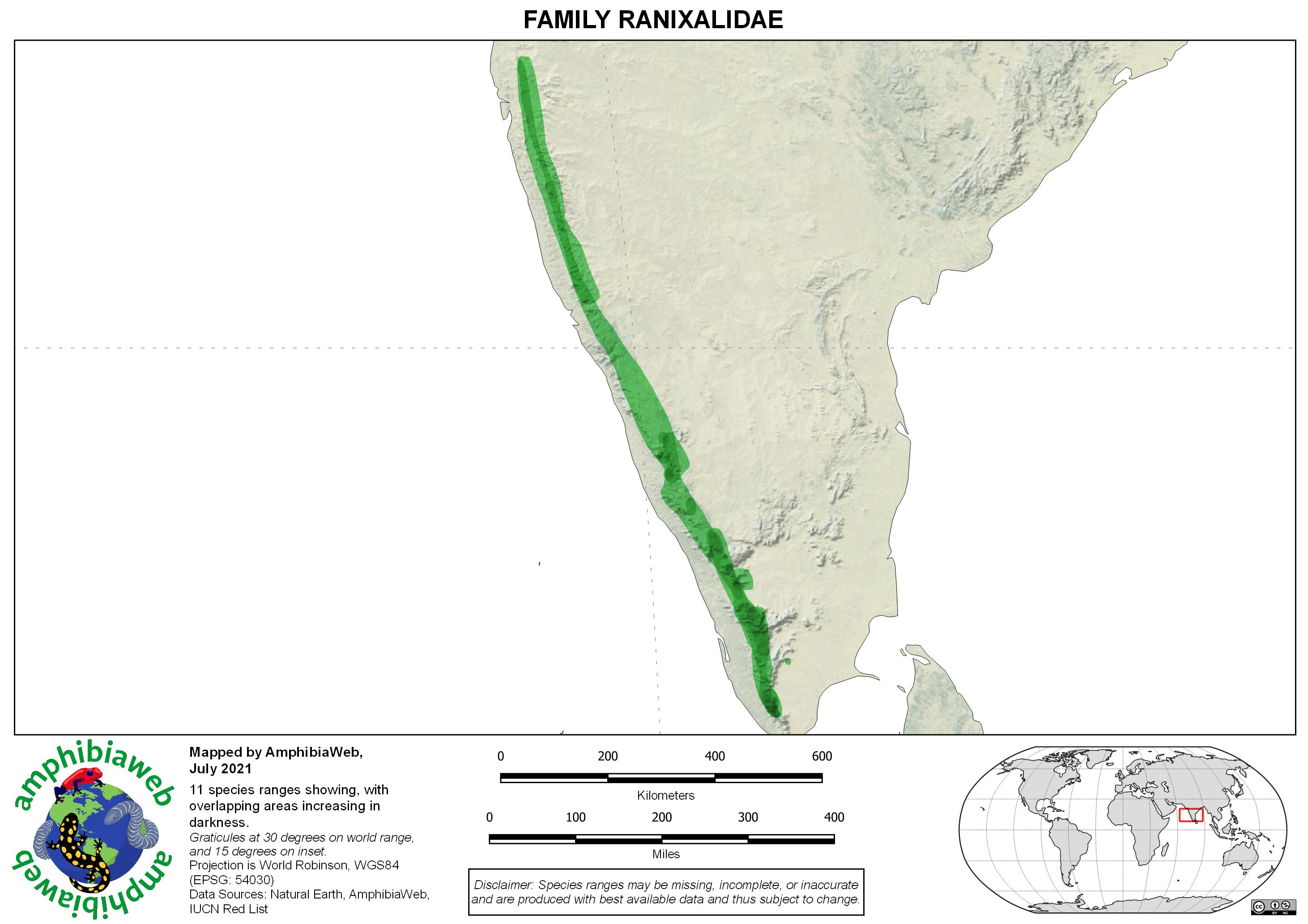 Ranixalidae Richness map