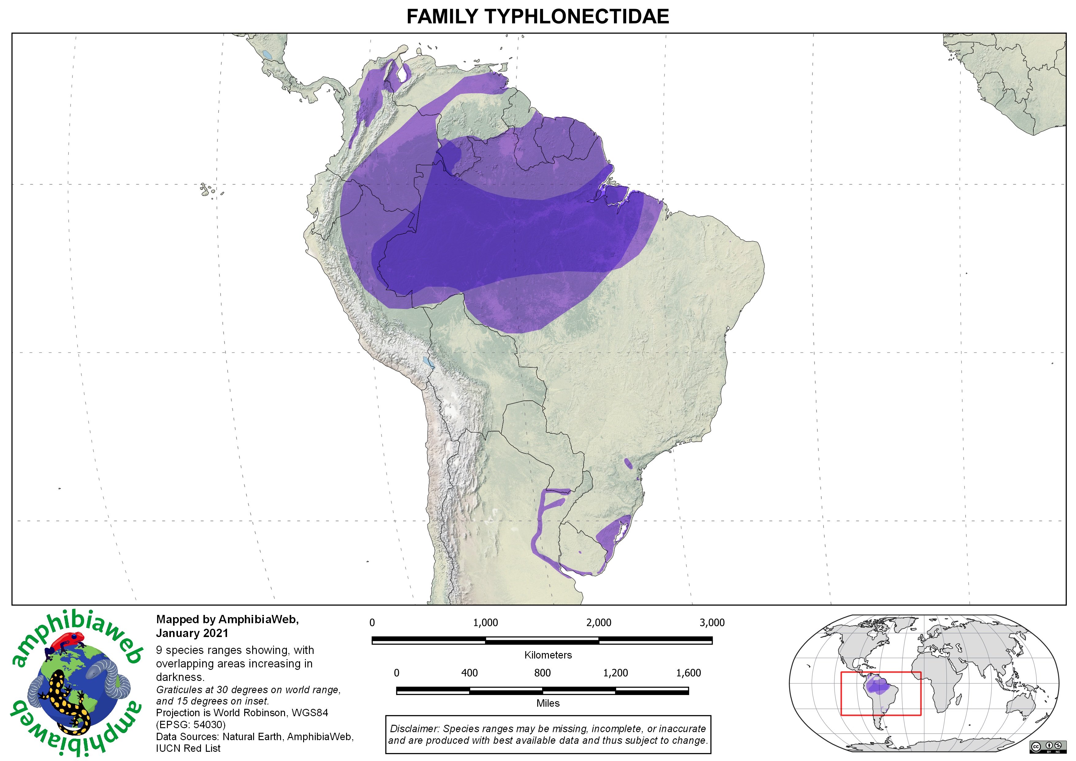 Typhlonectidae Richness map